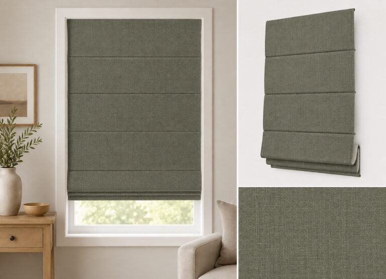 roman blinds smoke grey green colour