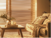 Blinds design guide - wooden venetian blinds in a living room